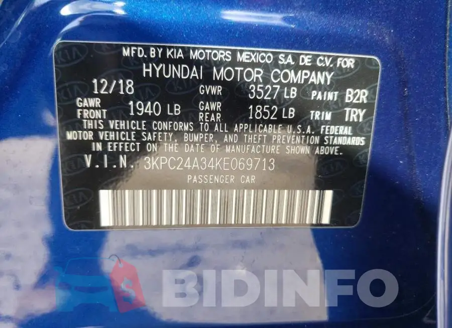3KPC24A34KE069713 Photo# 10