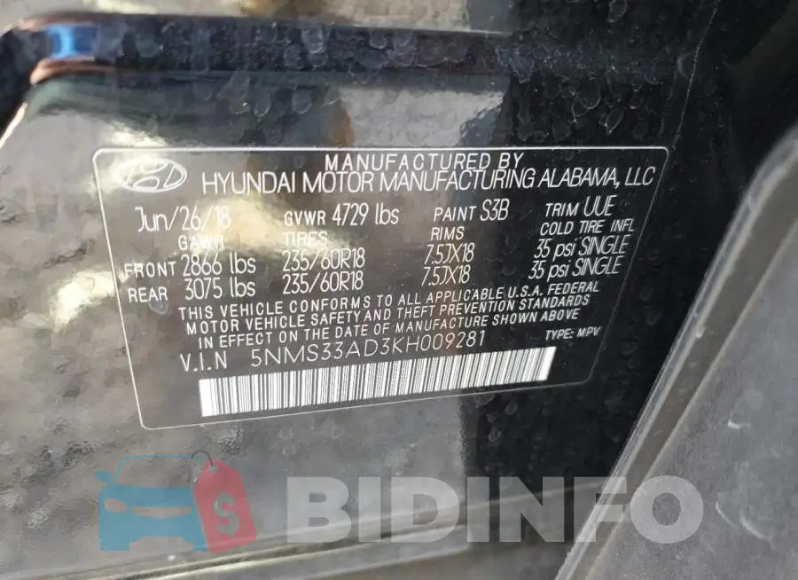 5NMS33AD3KH009281 Photo# 10