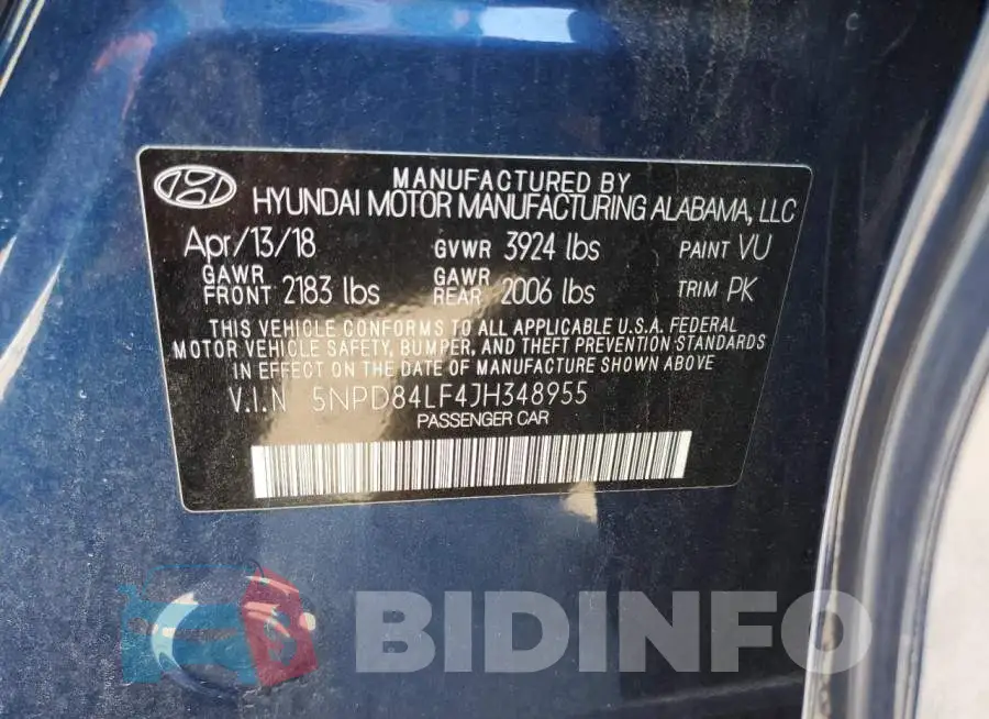 5NPD84LF4JH348955 Photo# 12