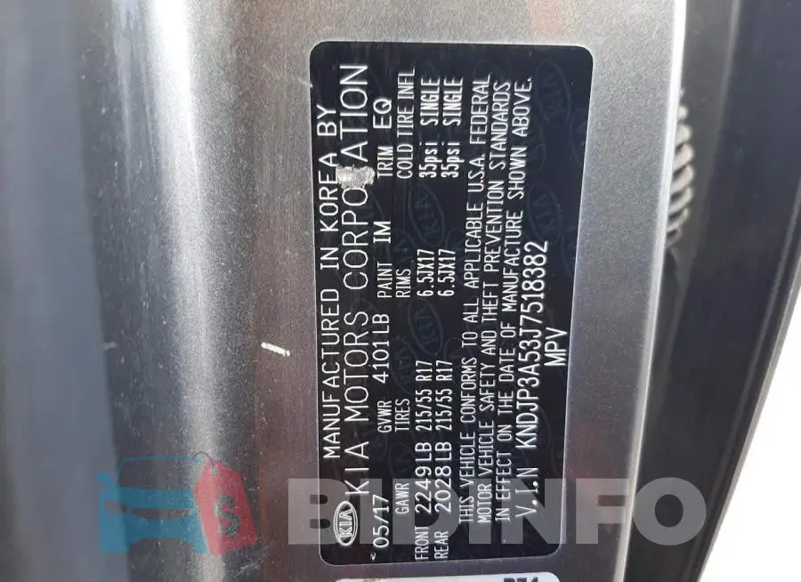 KNDJP3A53J7518382 Photo# 10