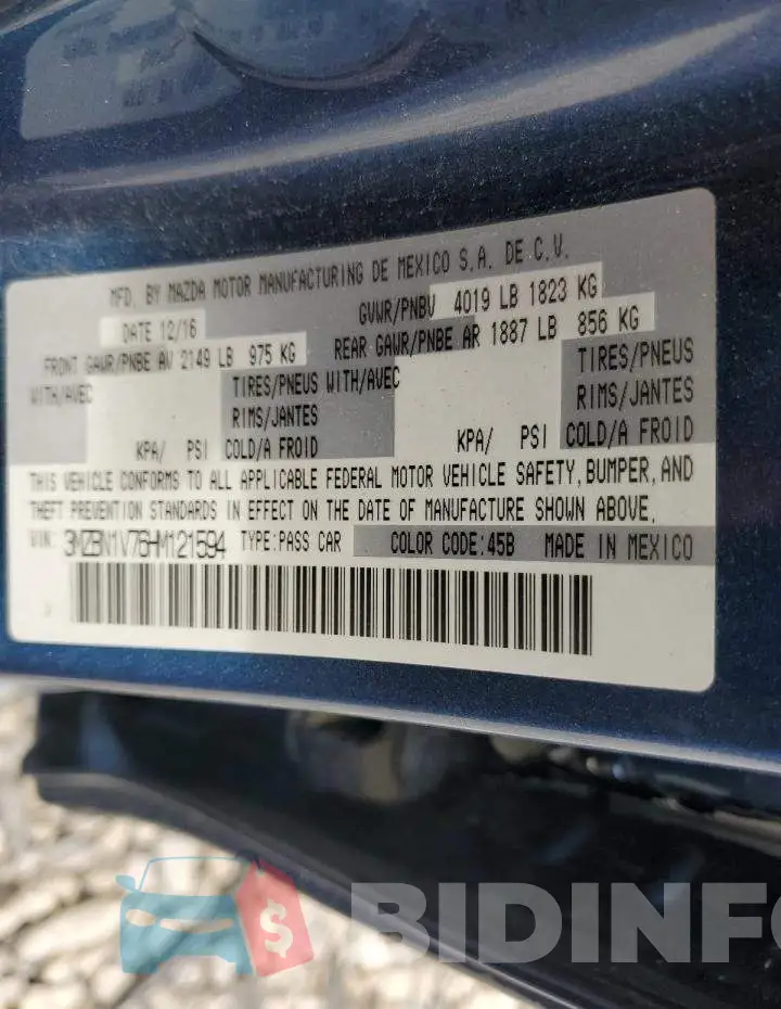 3MZBN1V76HM121594 Photo# 10