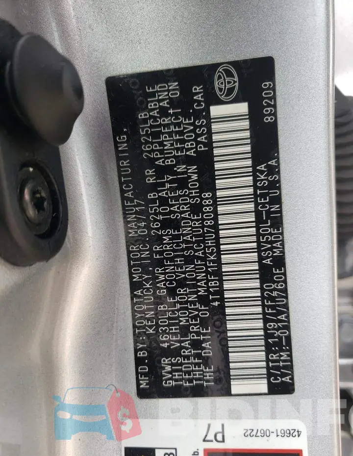 4T1BF1FK5HU780888 Photo# 10