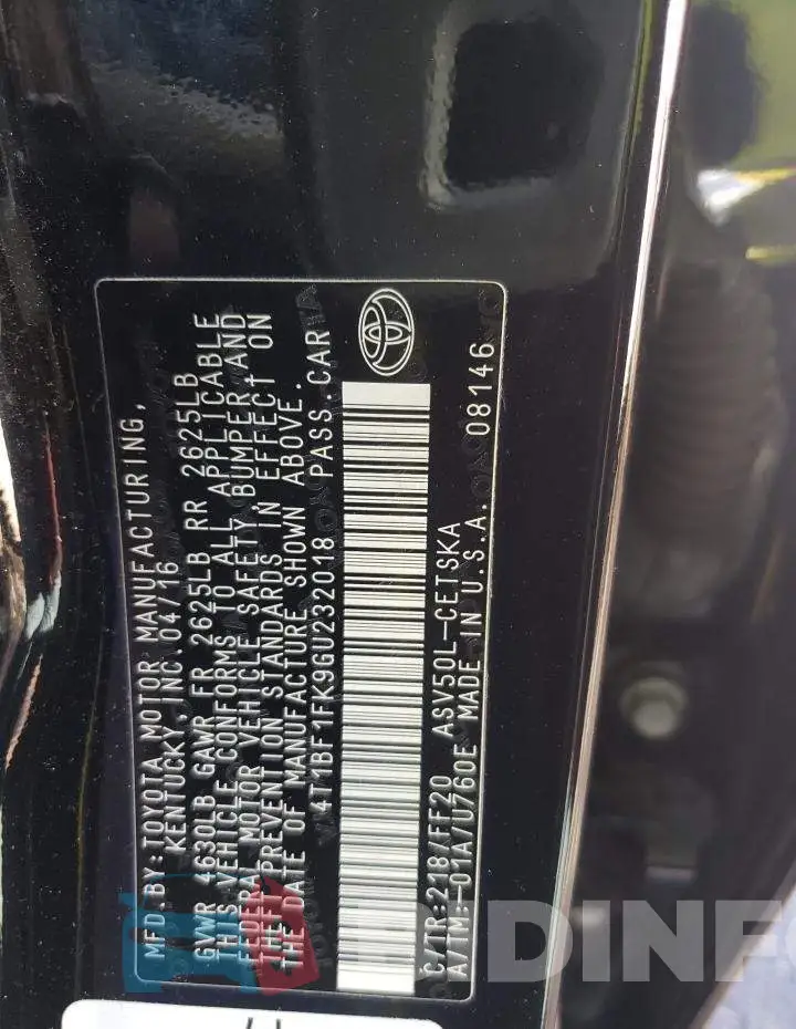 4T1BF1FK9GU232018 Photo# 10
