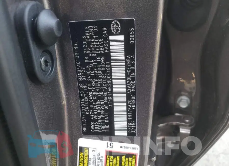 4T1R11AK2NU044801 Photo# 10