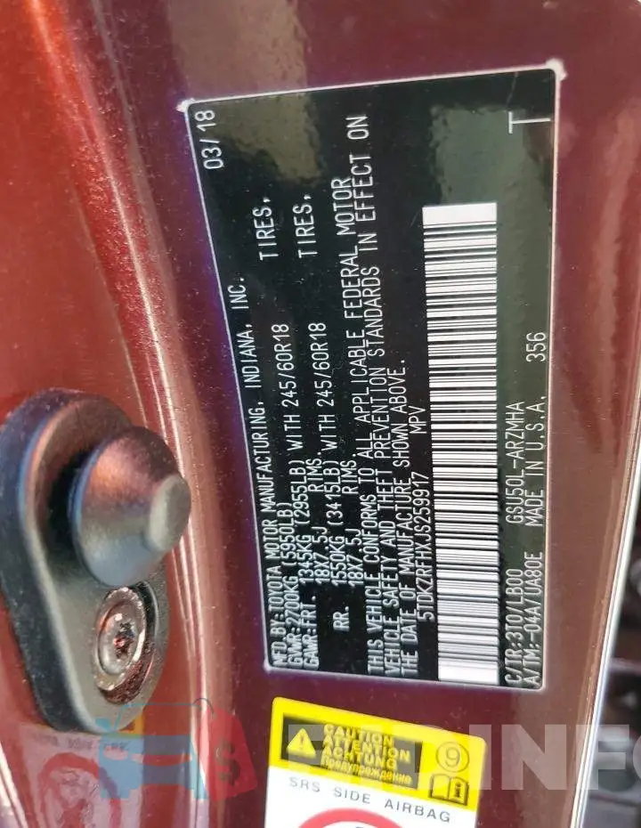 5TDKZRFHXJS259917 Photo# 10