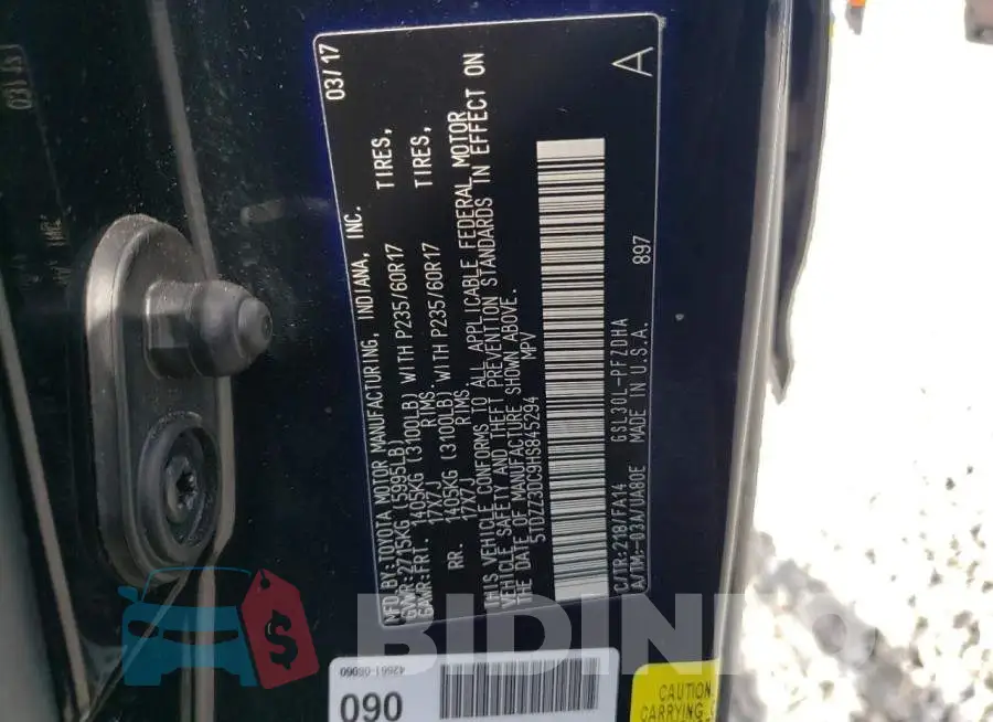 5TDZZ3DC9HS845294 Photo# 10