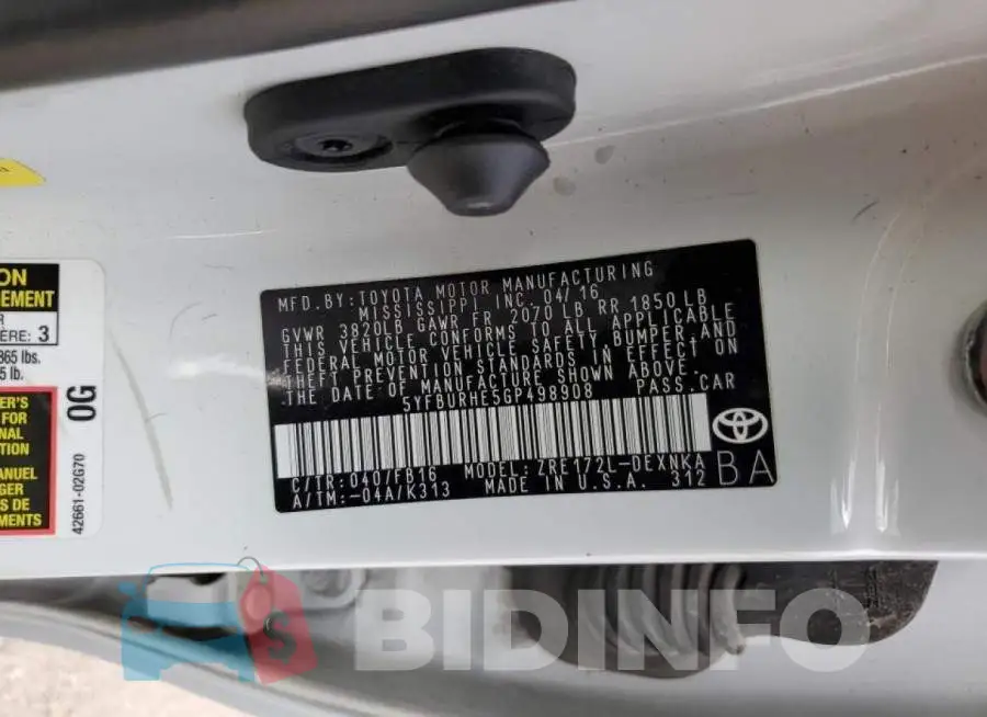 5YFBURHE5GP498908 Photo# 10