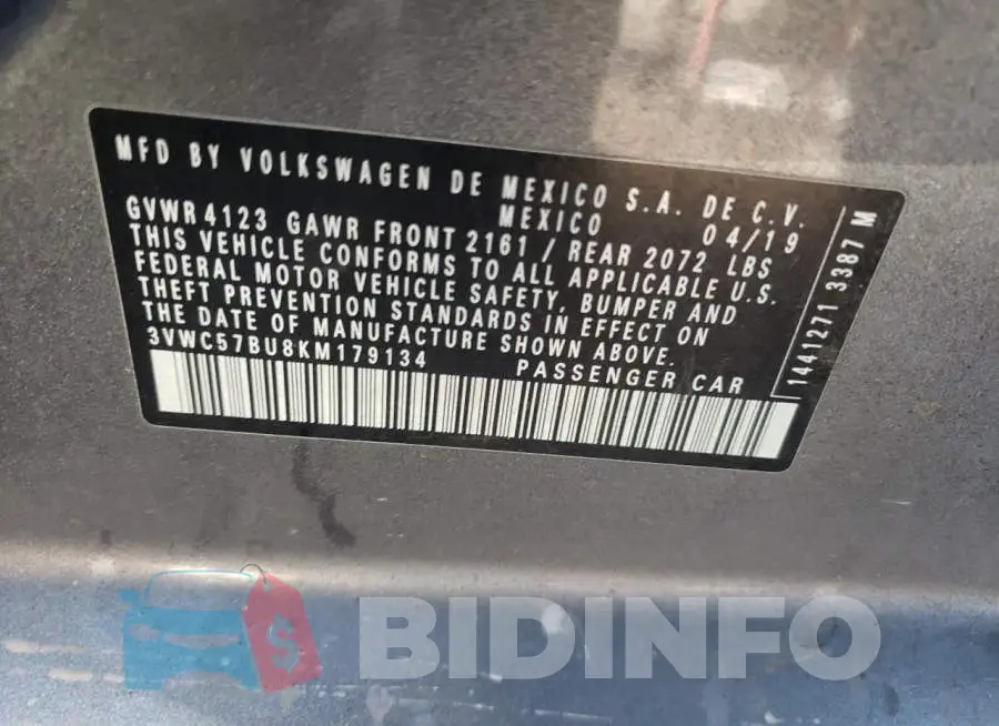 3VWC57BU8KM179134 Photo# 10