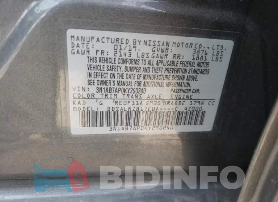 3N1AB7AP0KY290240 Photo# 10