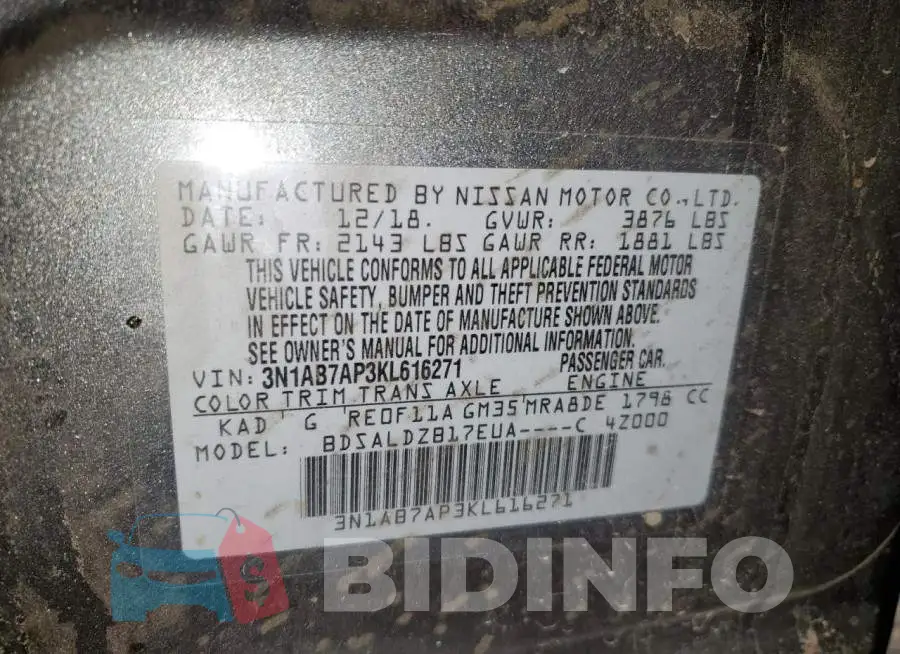 3N1AB7AP3KL616271 Photo# 10