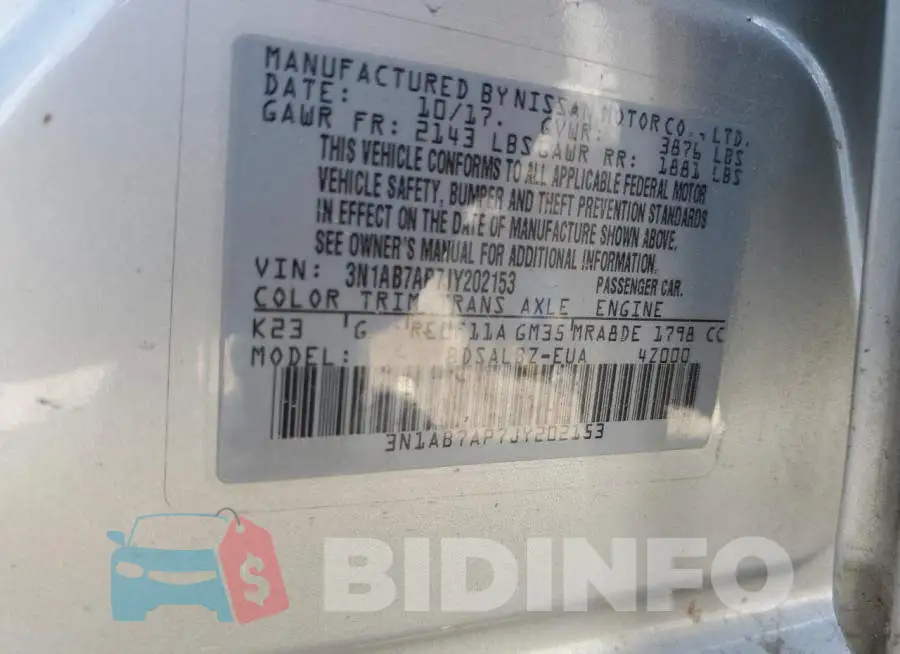 3N1AB7AP7JY202153 Photo# 10