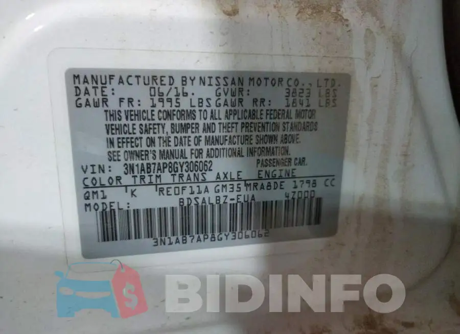 3N1AB7AP8GY306062 Photo# 10
