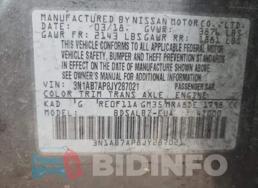 3N1AB7AP8JY287021 Photo# 10