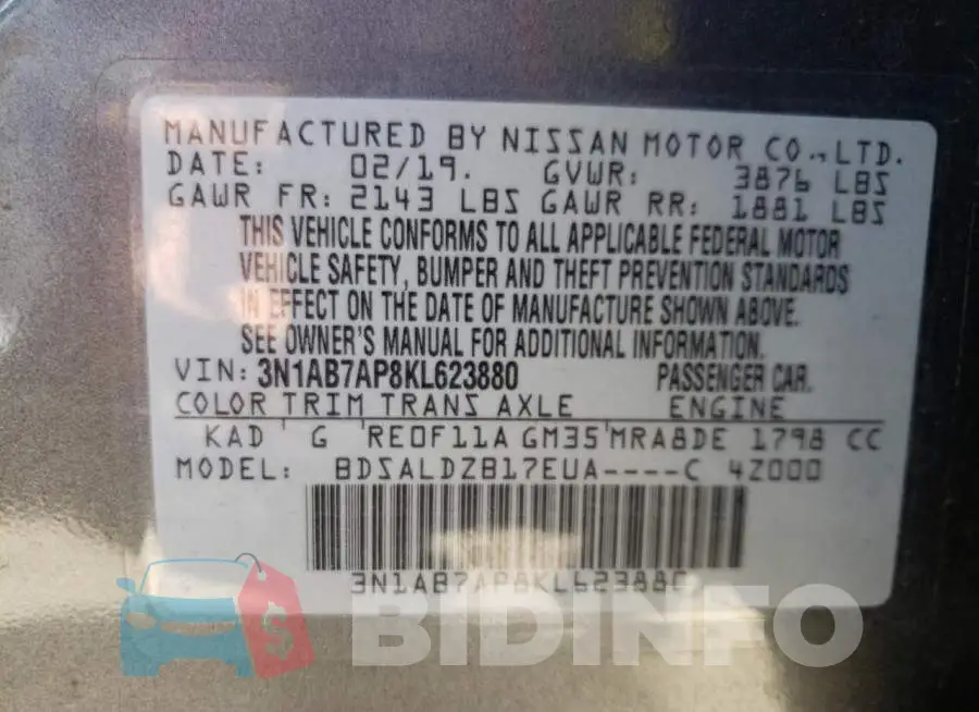 3N1AB7AP8KL623880 Photo# 10