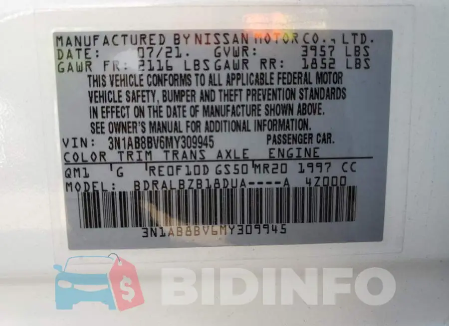 3N1AB8BV6MY309945 Photo# 12