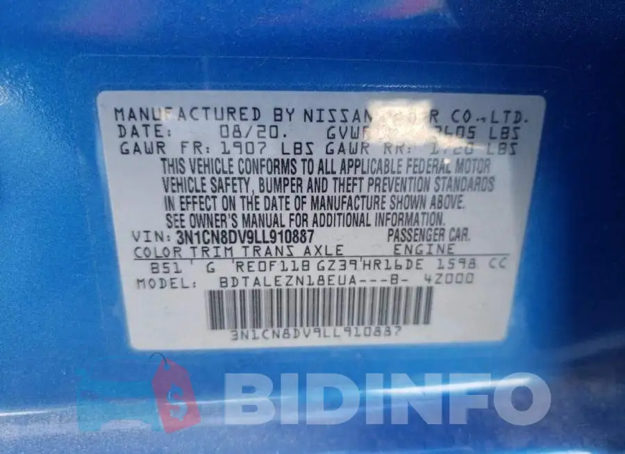 3N1CN8DV9LL910887 Photo# 13