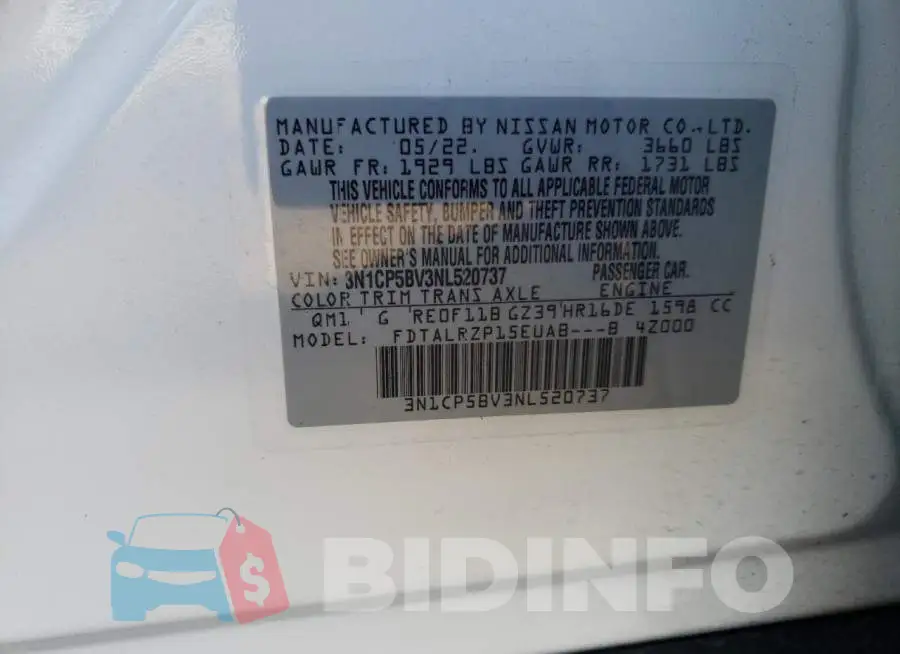 3N1CP5BV3NL520737 Photo# 13