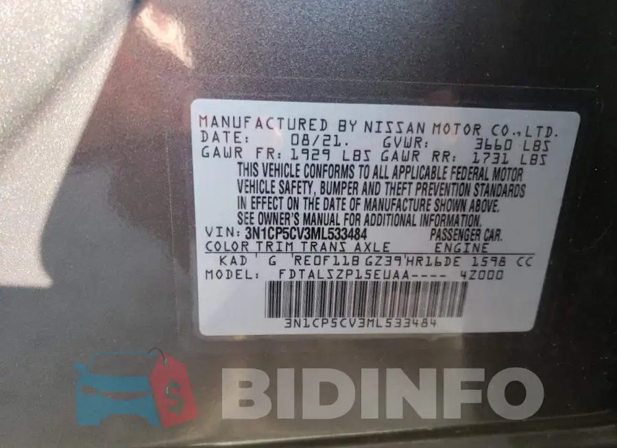 3N1CP5CV3ML533484 Photo# 13