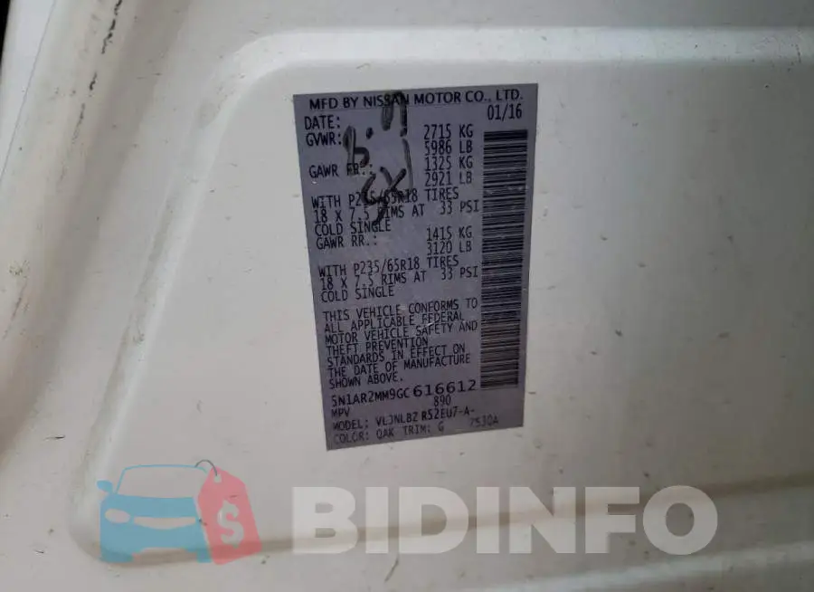 5N1AR2MM9GC616612 Photo# 10