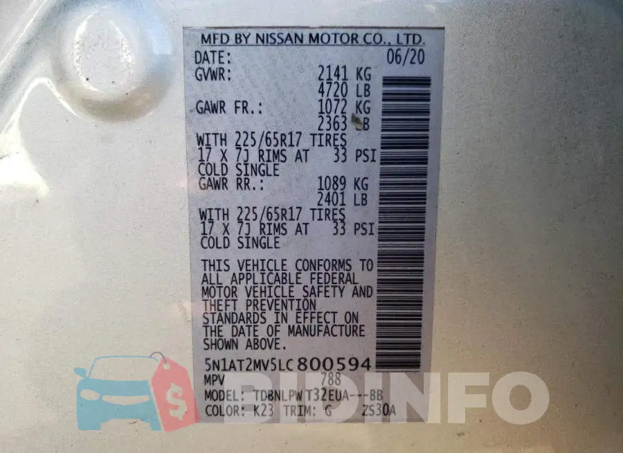 5N1AT2MV5LC800594 Photo# 12