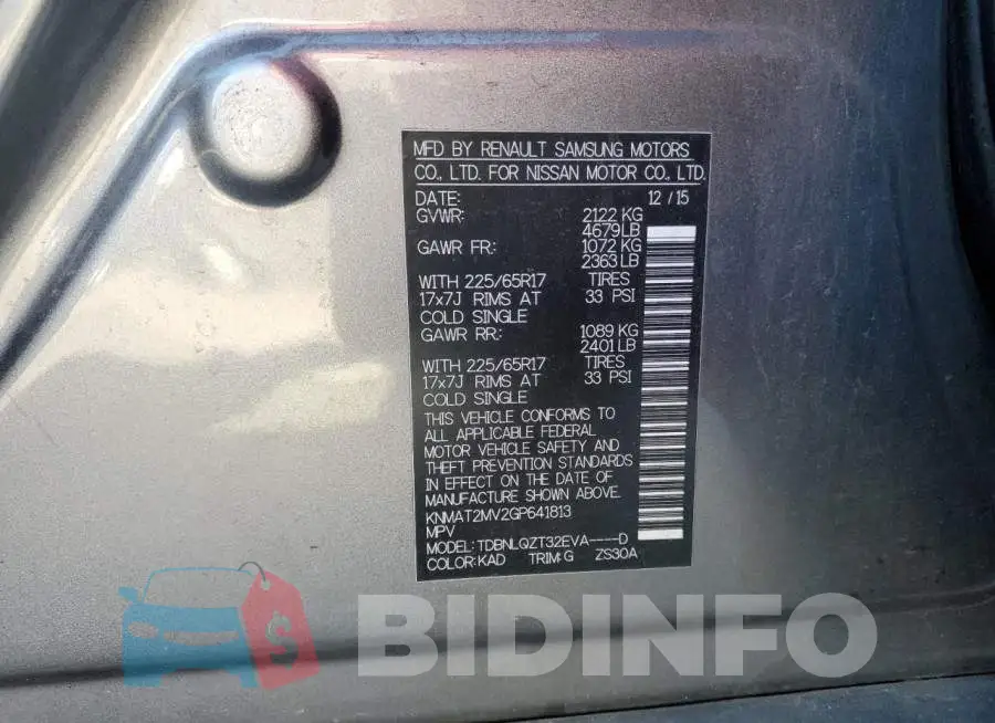 KNMAT2MV2GP641813 Photo# 12