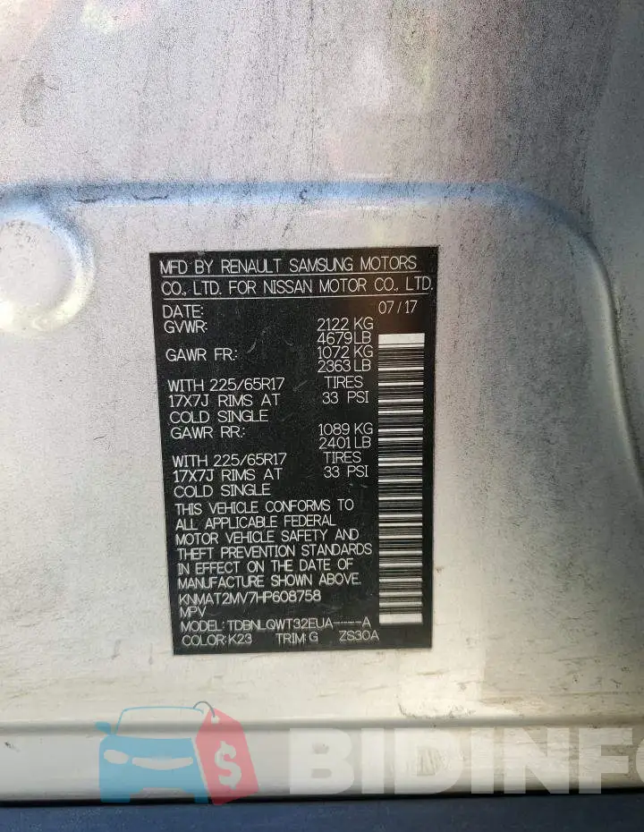 KNMAT2MV7HP608758 Photo# 10