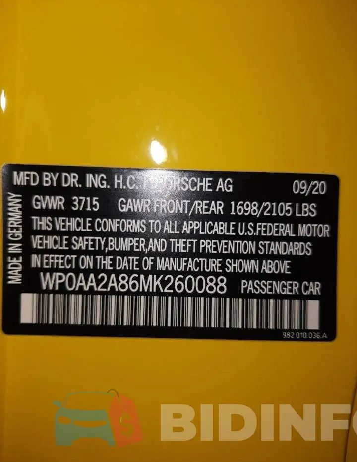 WP0AA2A86MK260088 Photo# 10