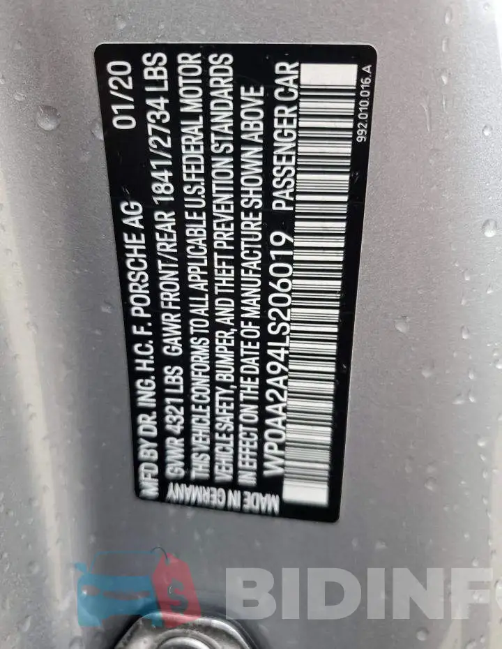 WP0AA2A94LS206019 Photo# 10