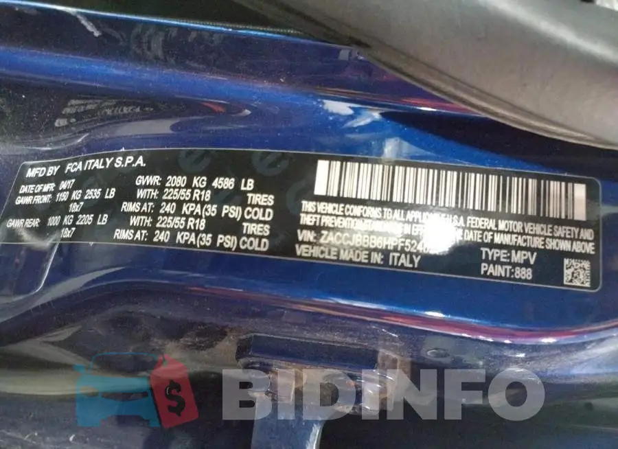 ZACCJBBB6HPF52452 Photo# 10