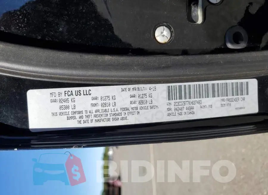 2C3CDZBT7KH637483 Photo# 10