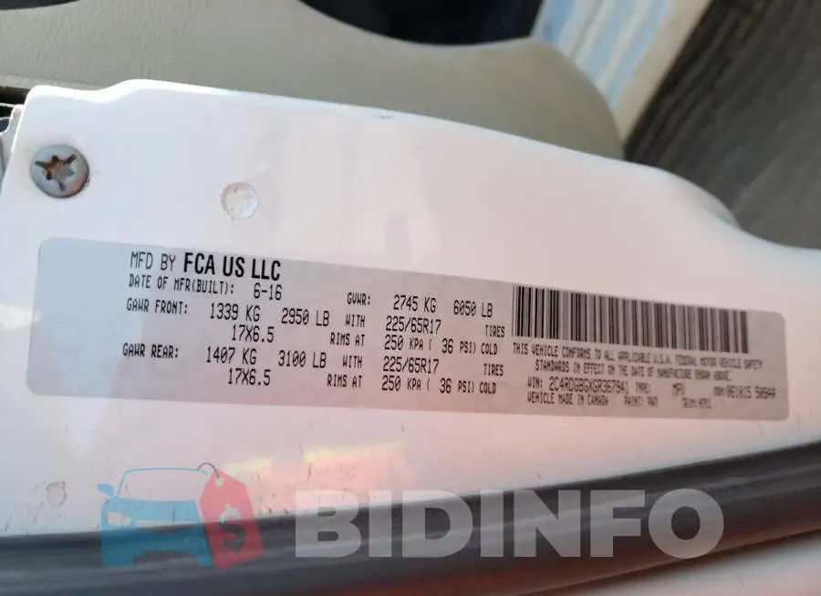 2C4RDGBGXGR367941 Photo# 10