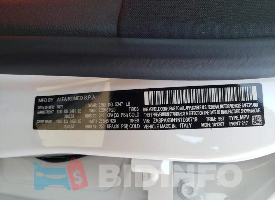 ZASPAKBN1N7D30719 Photo# 10