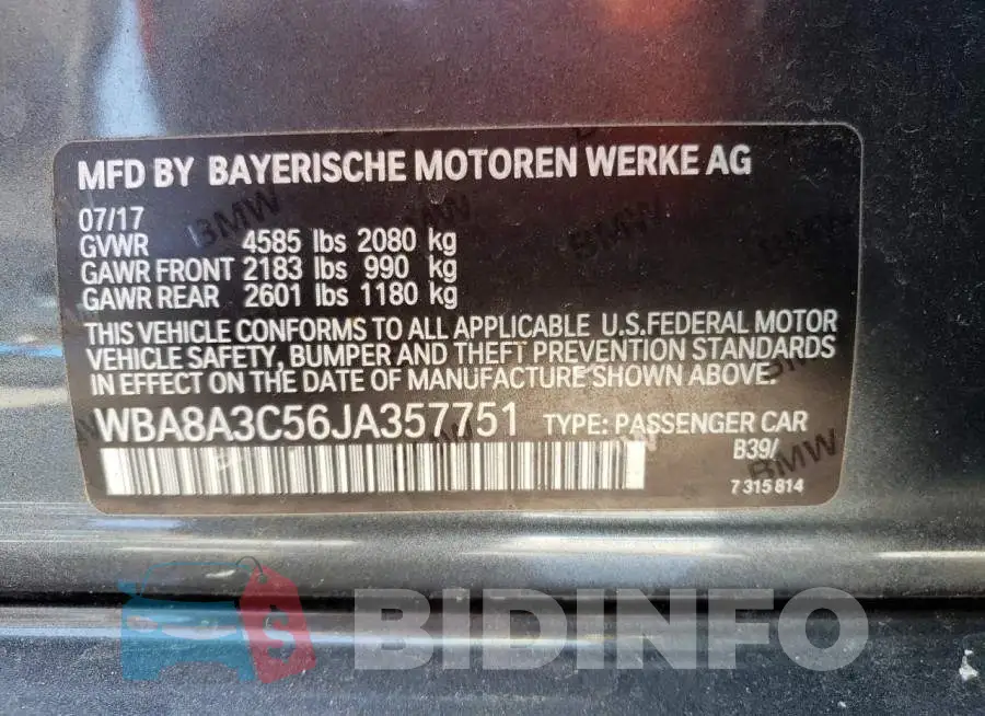 WBA8A3C56JA357751 Photo# 10