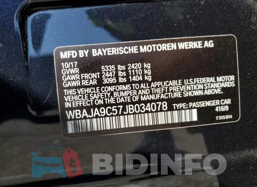 WBAJA9C57JB034078 Photo# 10