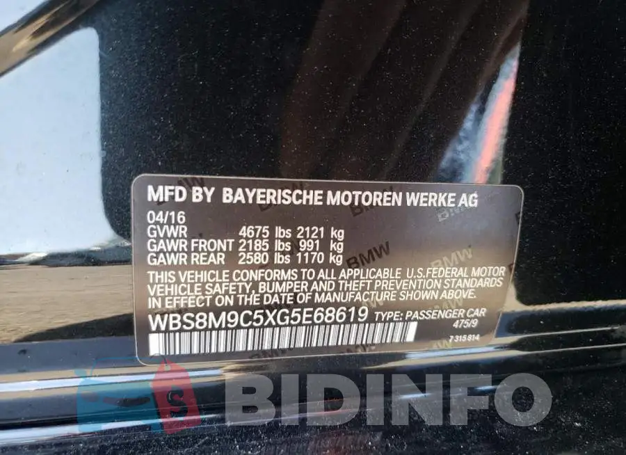 WBS8M9C5XG5E68619 Photo# 10
