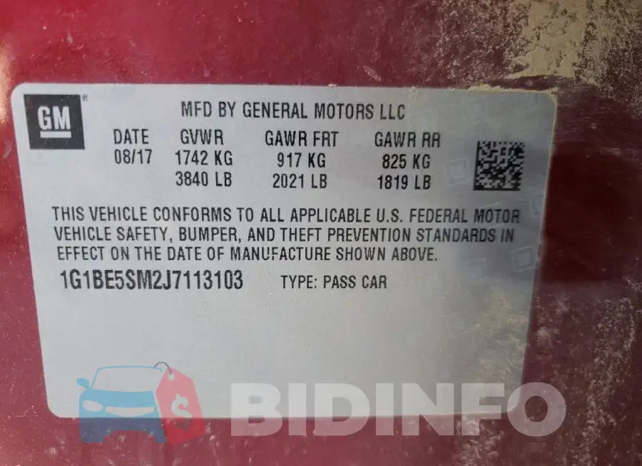 1G1BE5SM2J7113103 Photo# 10
