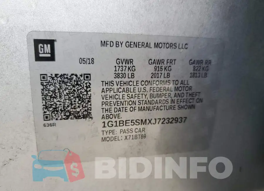 1G1BE5SMXJ7232937 Photo# 10