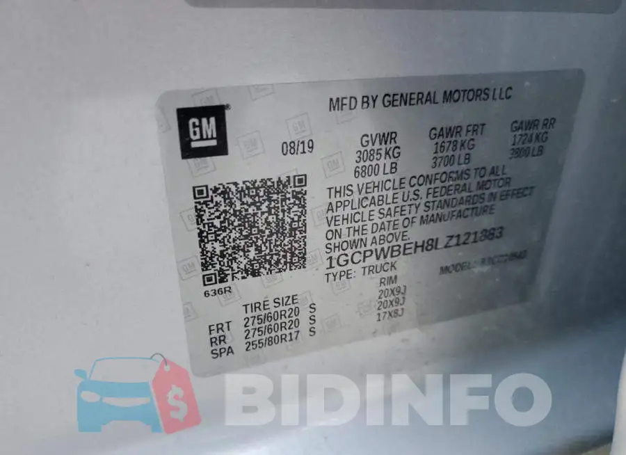 1GCPWBEH8LZ121883 Photo# 12