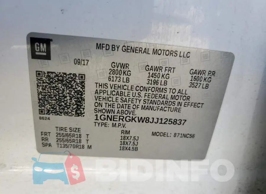 1GNERGKW8JJ125837 Photo# 10