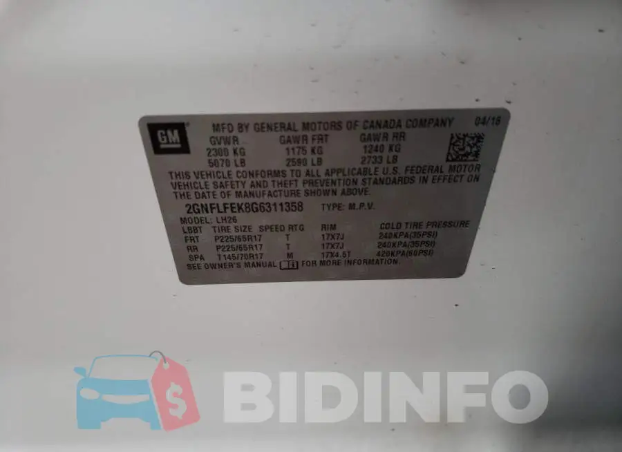2GNFLFEK8G6311358 Photo# 10