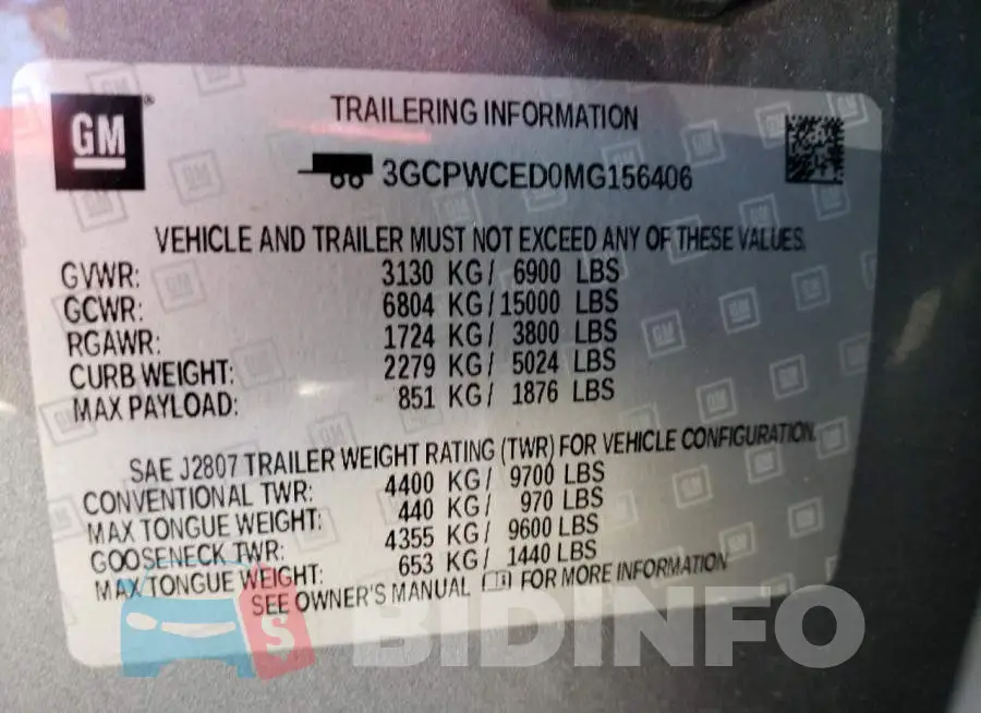 3GCPWCED0MG156406 Photo# 10