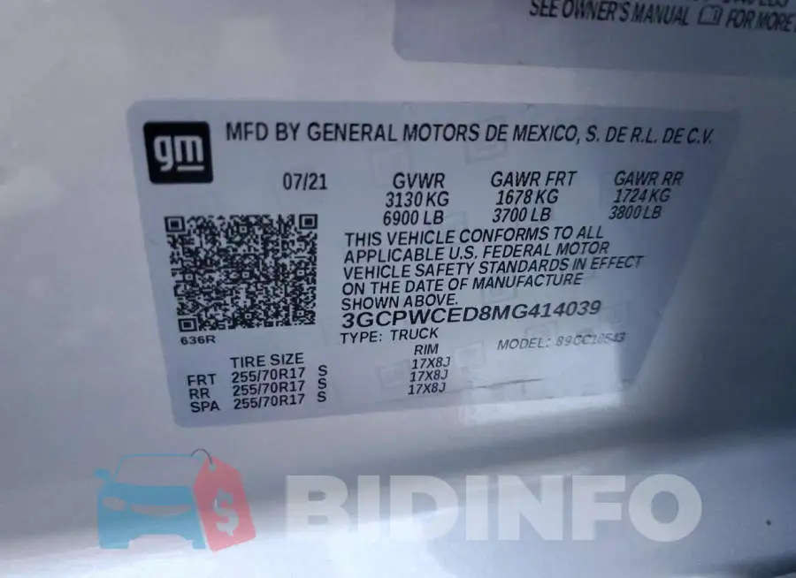 3GCPWCED8MG414039 Photo# 12