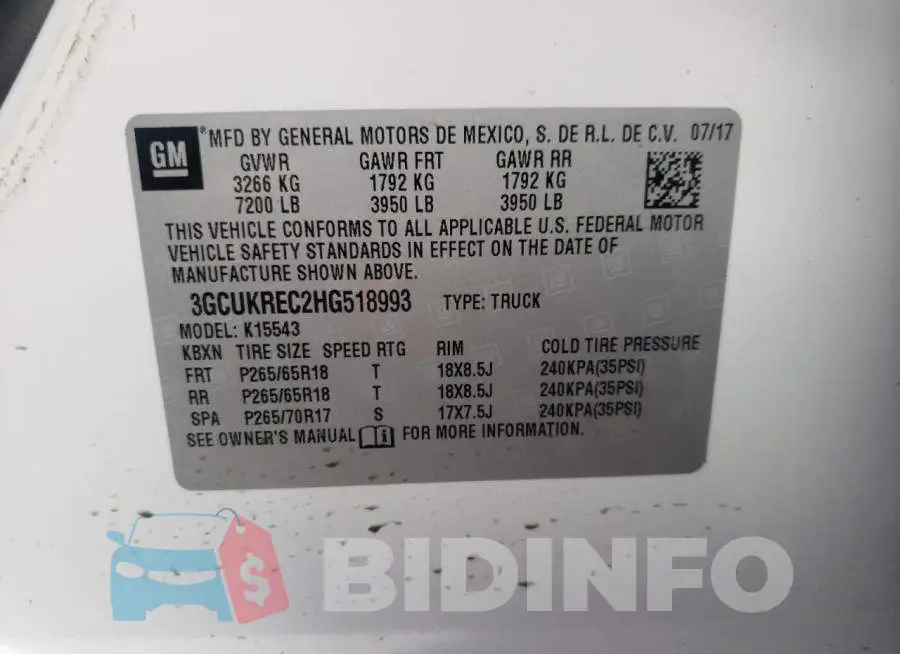 3GCUKREC2HG518993 Photo# 10