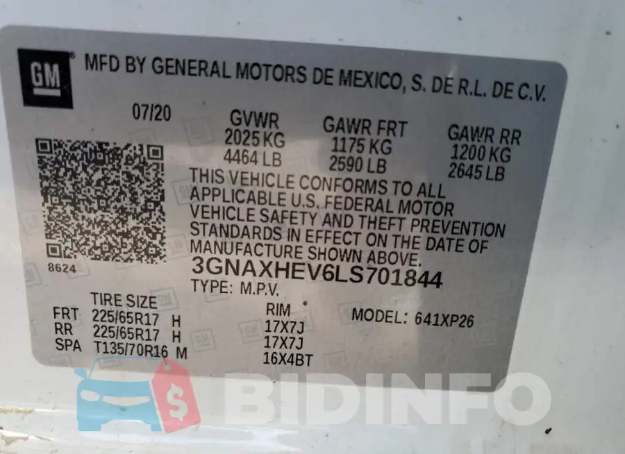 3GNAXHEV6LS701844 Photo# 13