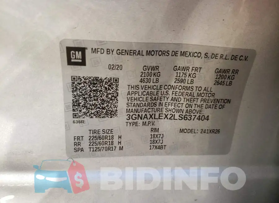 3GNAXLEX2LS637404 Photo# 10