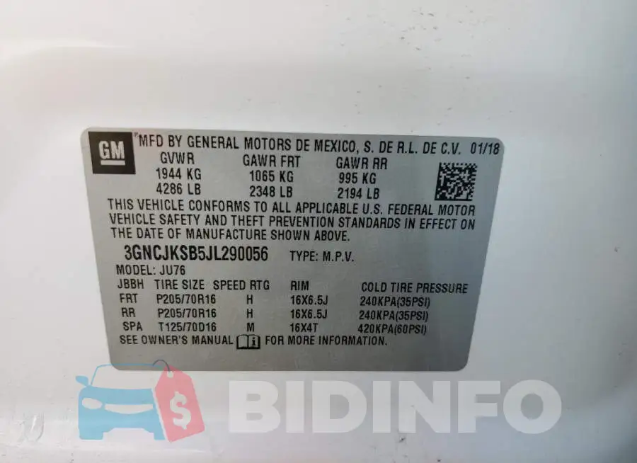 3GNCJKSB5JL290056 Photo# 10