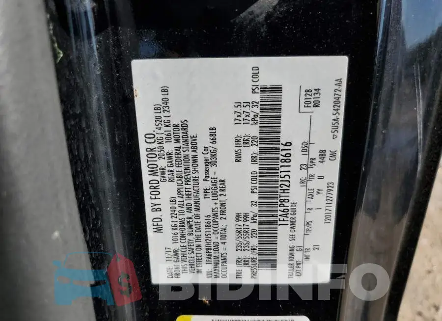 1FA6P8TH2J5118616 Photo# 10