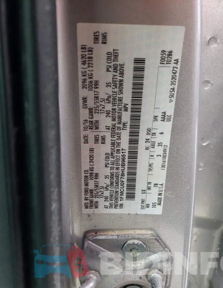 1FMCU0F78HUB96517 Photo# 10