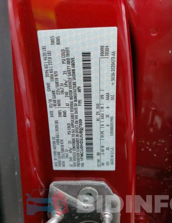 1FMCU0HD2JUB97509 Photo# 10