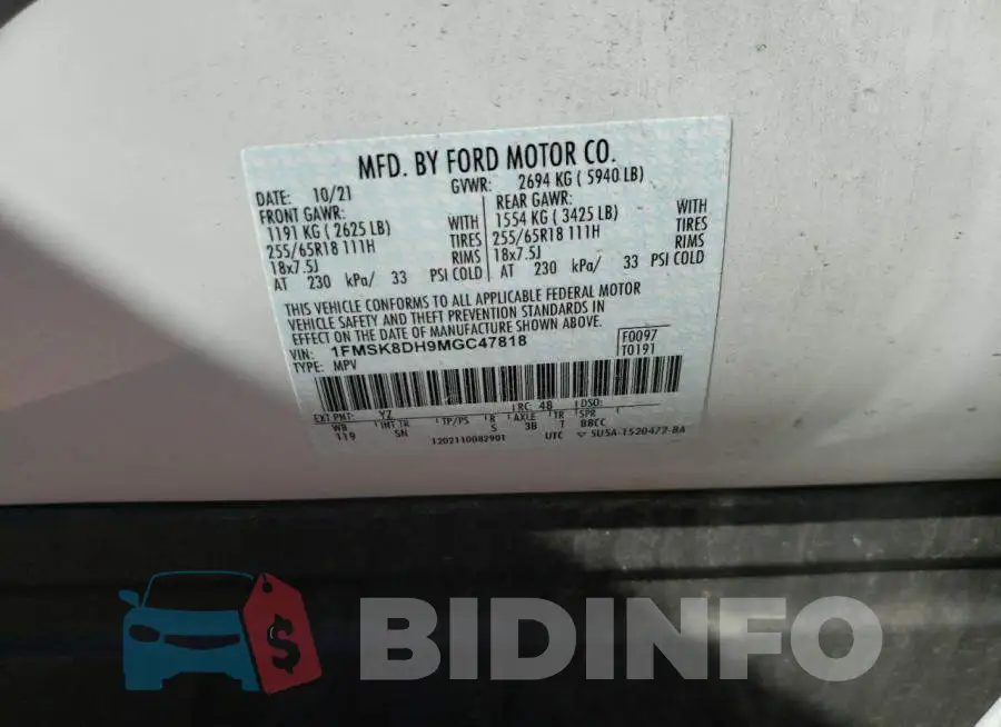 1FMSK8DH9MGC47818 Photo# 10